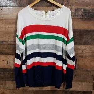 Crown & Ivy NWT striped with exposed back zip sweater woman's size XXL‎